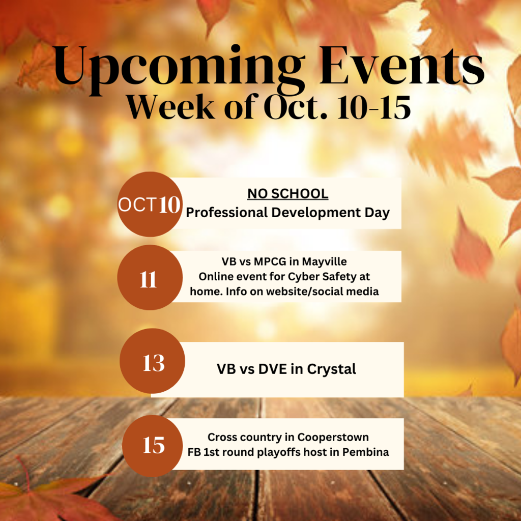 Upcoming events for the week of Oct. 10-15th, 2022