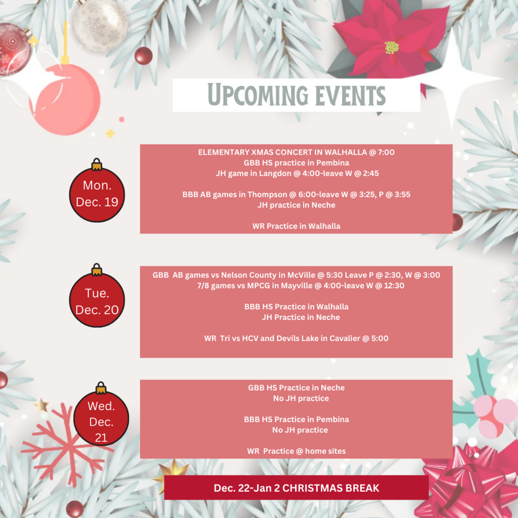 Upcoming events Dec. 19-21st, 2022