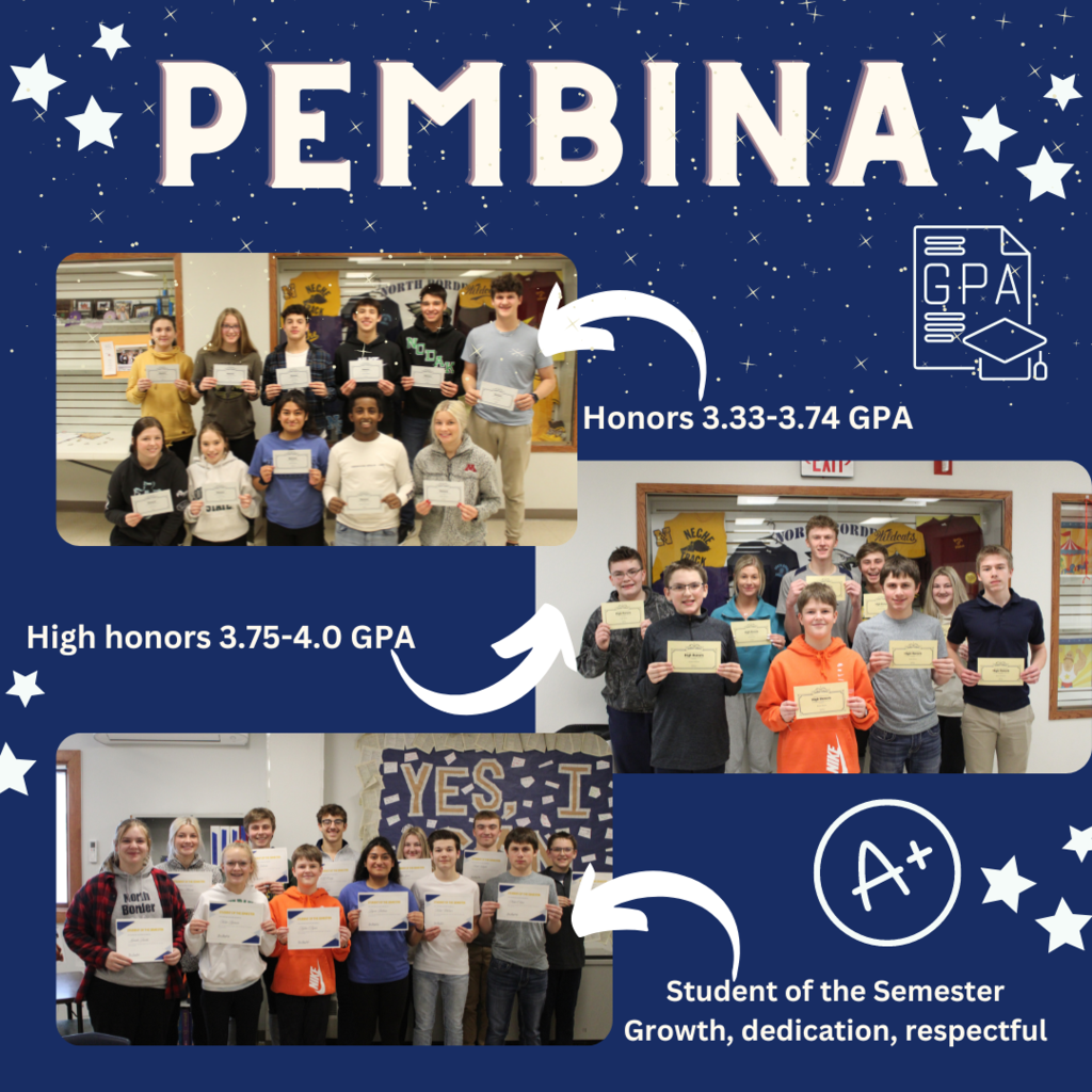 Pembina students receive honors, high honors and student of the semester awards.