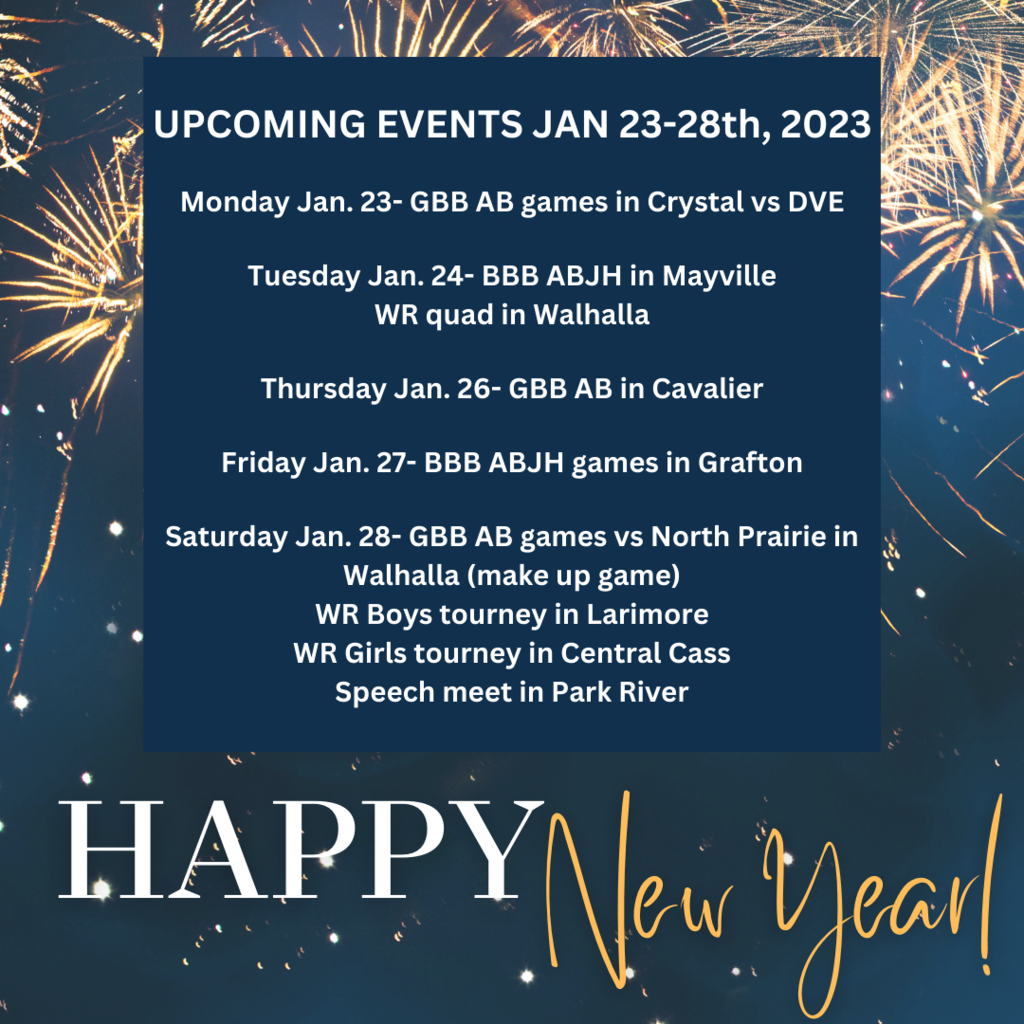 Upcoming events for Jan 23-28th