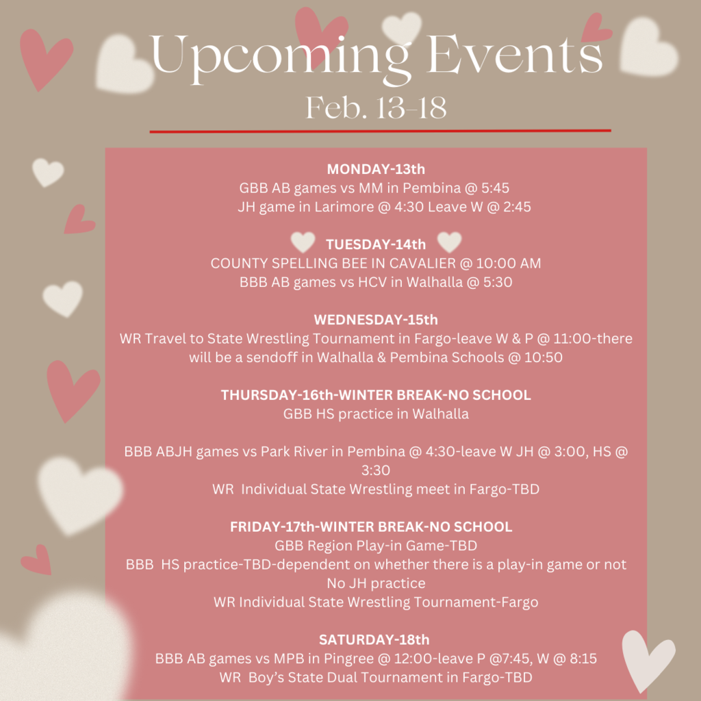 Upcoming events Feb. 13-18th, 2023